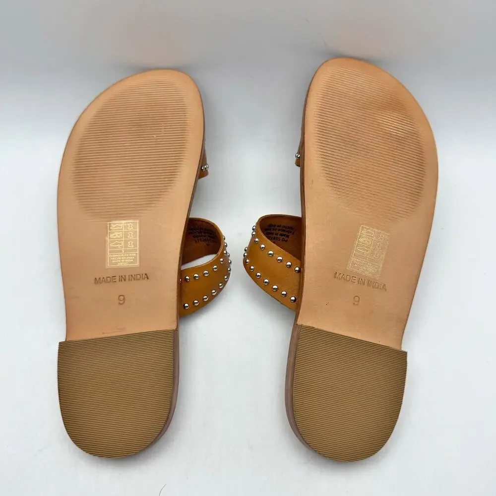 Free People Womens Amelie Tiny Stud Sandals US 9 Brown Tan Leather Slip On NIB - Picture 11 of 13